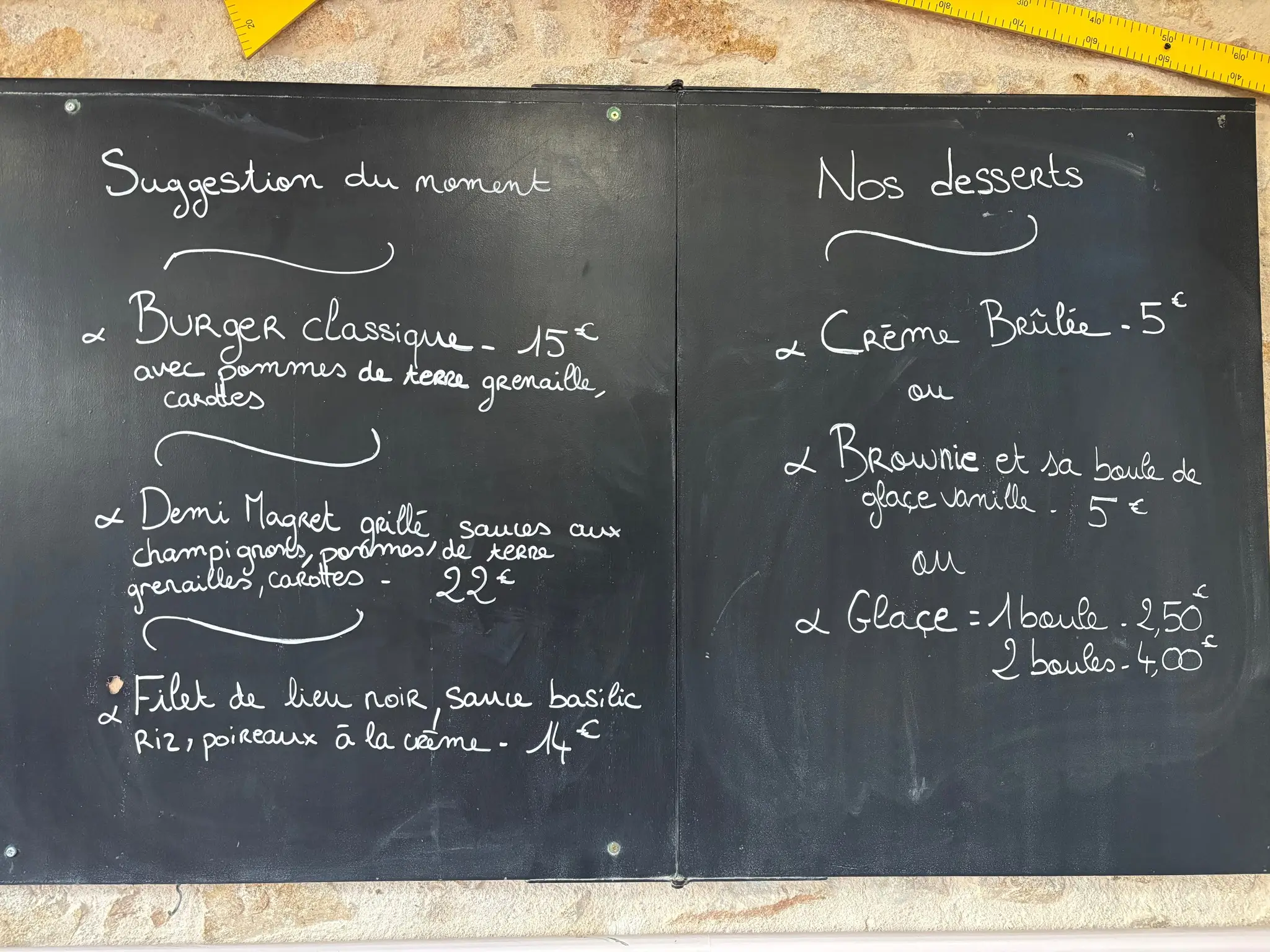 Ardoise des plats du Restaurant Le Barri